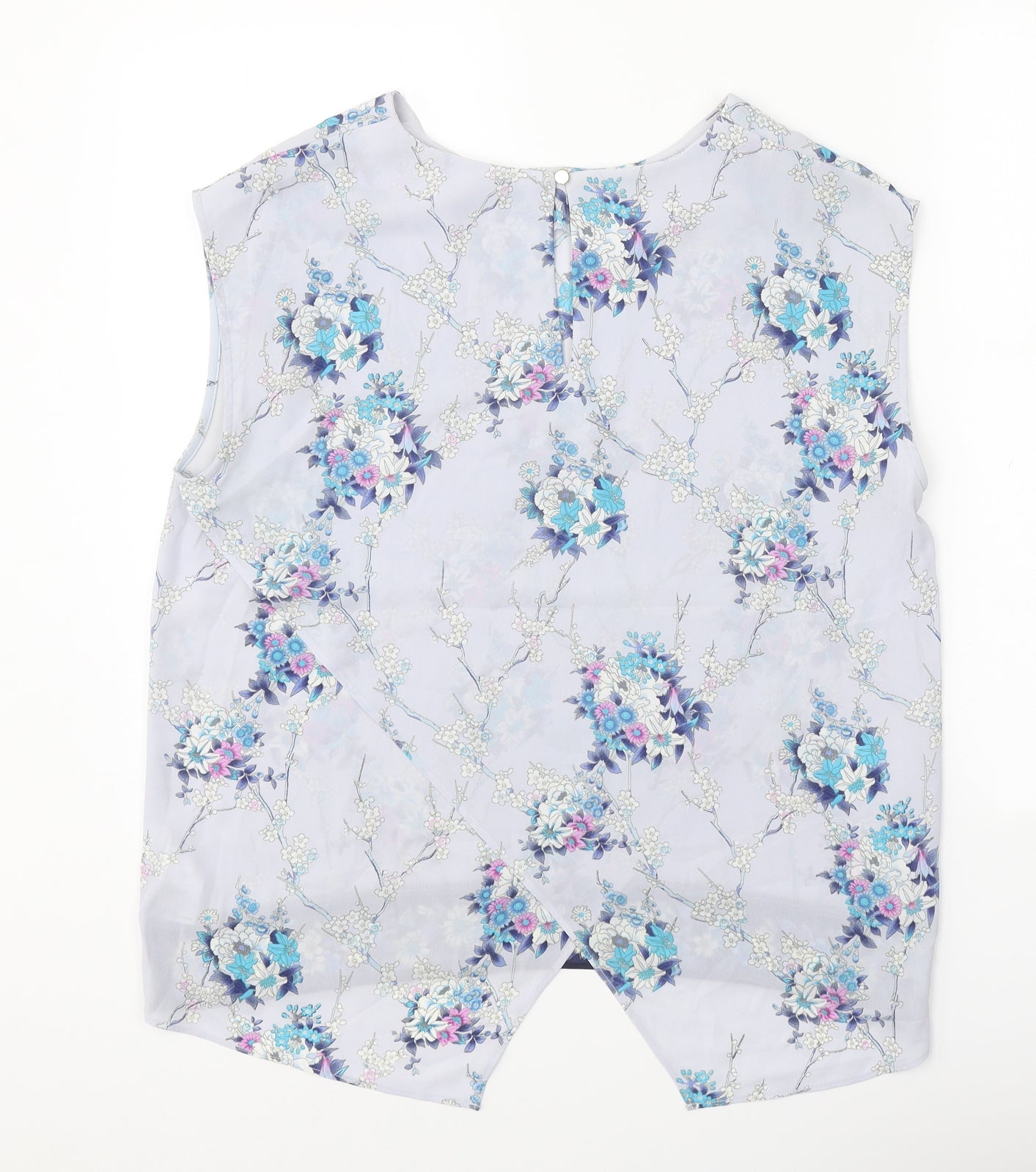 Oasis Womens Purple Floral Polyester Basic Tank Size 12 Scoop Neck