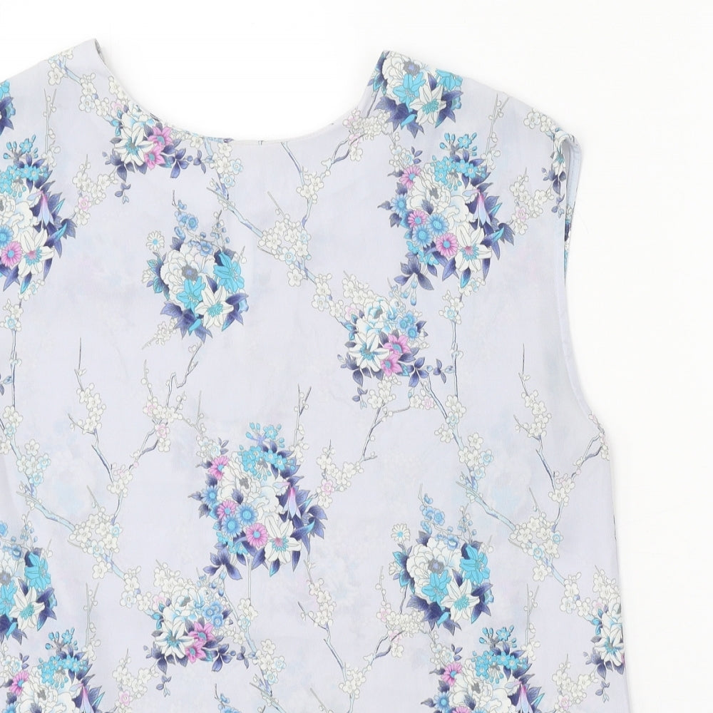 Oasis Womens Purple Floral Polyester Basic Tank Size 12 Scoop Neck