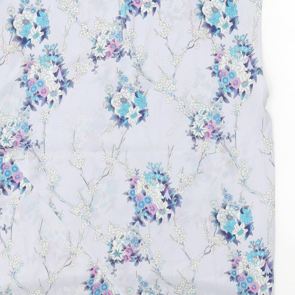 Oasis Womens Purple Floral Polyester Basic Tank Size 12 Scoop Neck