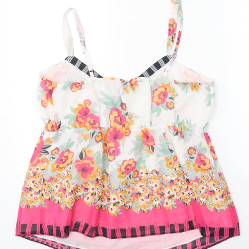 Per Una Womens Pink Floral Polyester Camisole Tank Size 16 V-Neck - Peplum