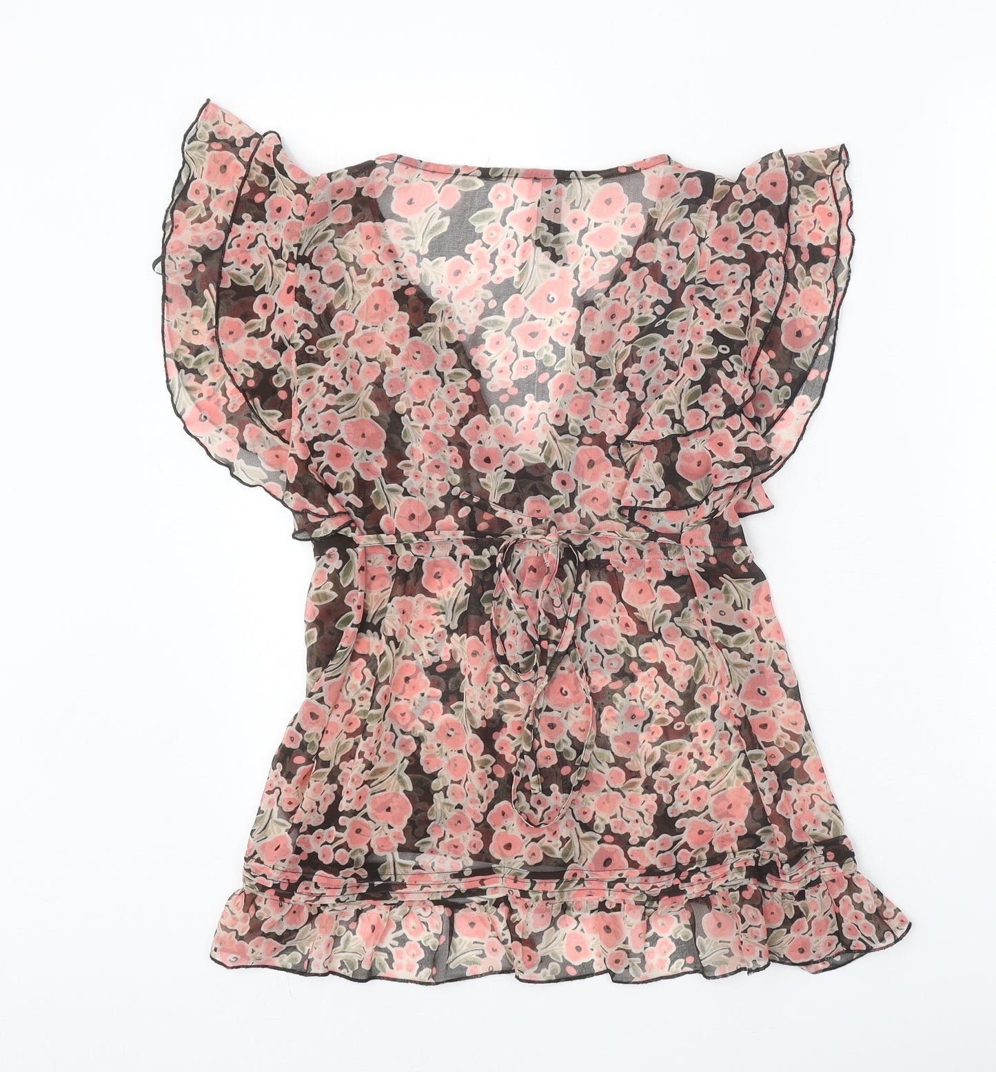 Dorothy Perkins Womens Pink Floral Polyester Basic Blouse Size 10 V-Neck