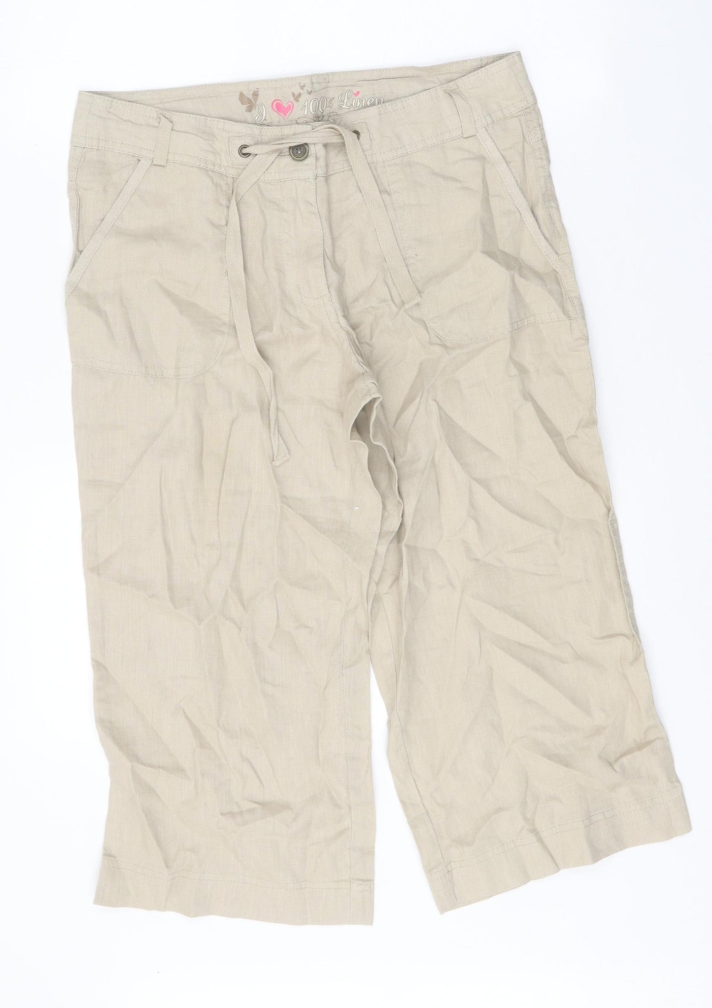 Atmosphere Womens Beige Linen Trousers Size 12 Regular Zip