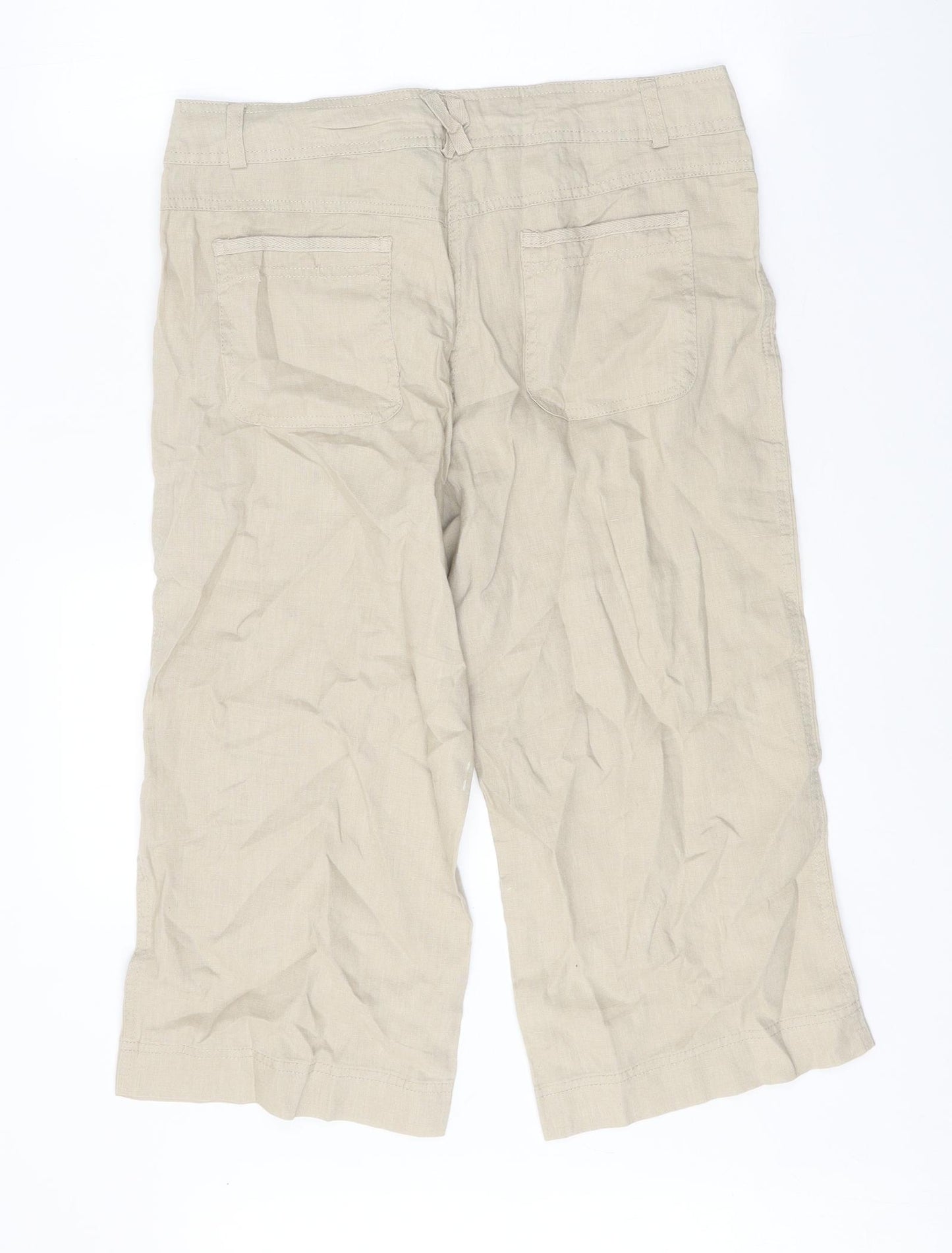 Atmosphere Womens Beige Linen Trousers Size 12 Regular Zip