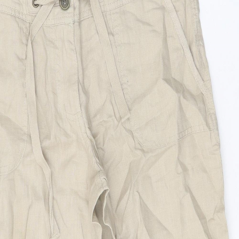 Atmosphere Womens Beige Linen Trousers Size 12 Regular Zip