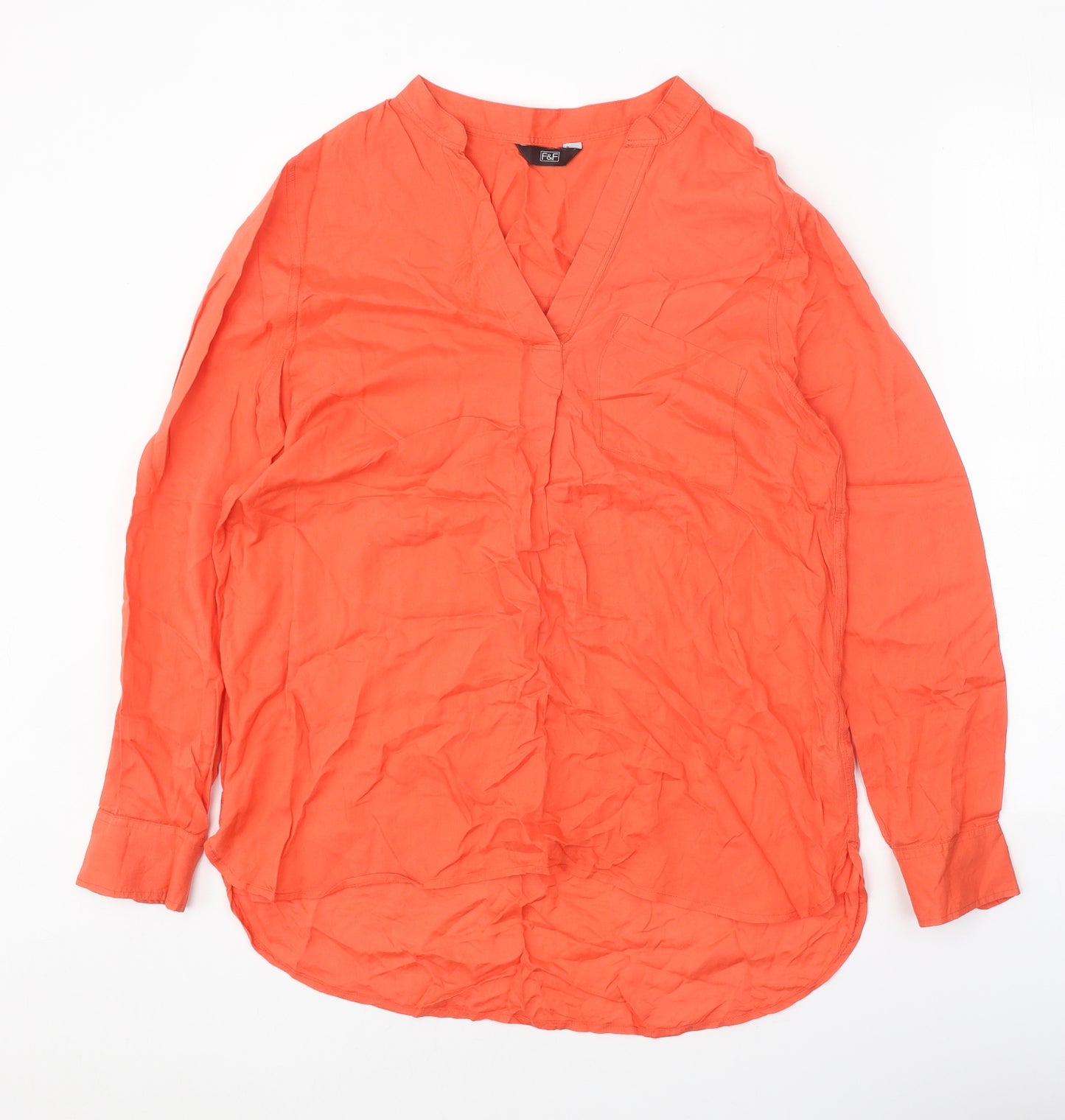 F&F Womens Orange Modal Basic Blouse Size 10 V-Neck