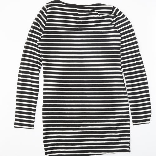 Romeo & Juliet Couture Womens Black Striped Polyester T-Shirt Dress Size M Boat Neck Pullover