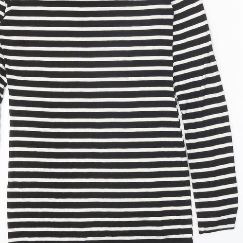 Romeo & Juliet Couture Womens Black Striped Polyester T-Shirt Dress Size M Boat Neck Pullover
