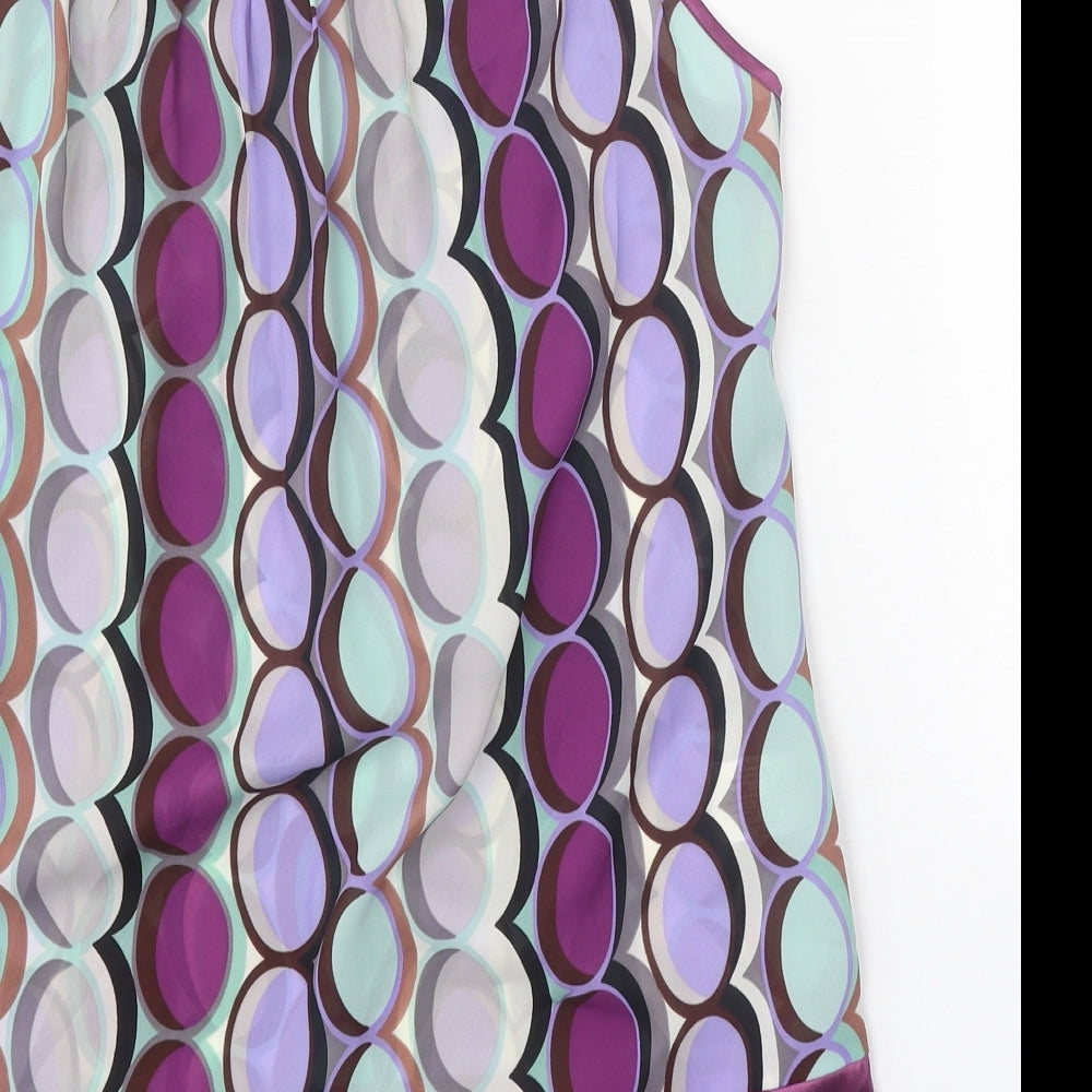 Papaya Womens Purple Geometric Polyester Basic Tank Size 12 Scoop Neck