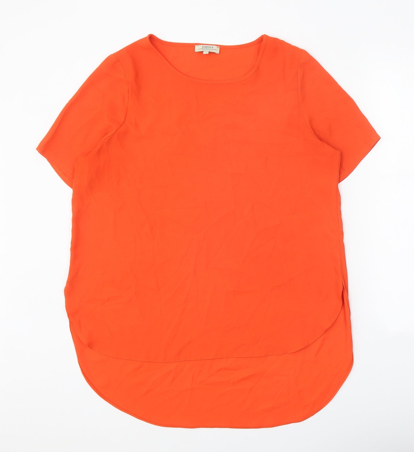 Papaya Womens Red Polyester Tunic T-Shirt Size 14 Scoop Neck