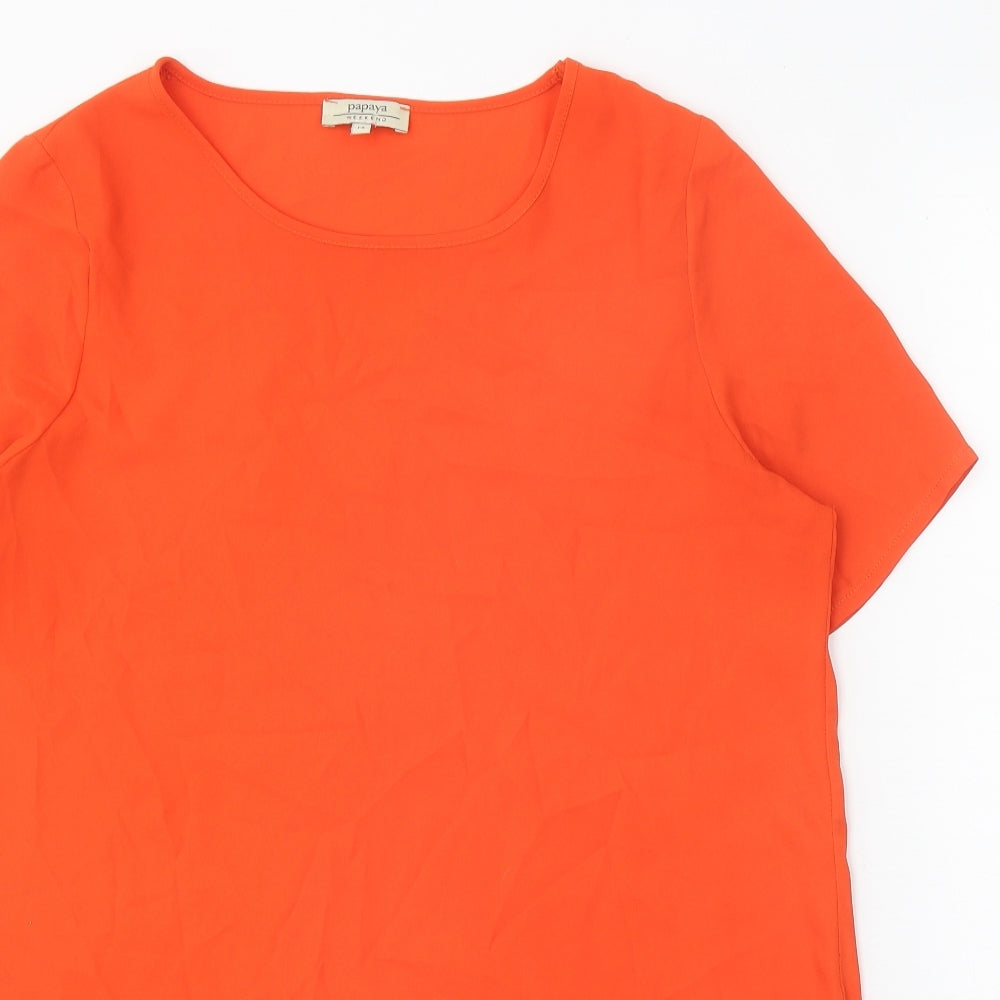 Papaya Womens Red Polyester Tunic T-Shirt Size 14 Scoop Neck