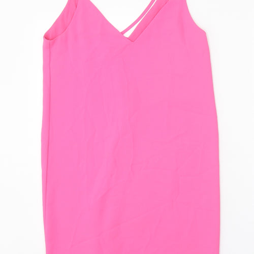 Topshop Womens Pink Polyester Slip Dress Size 6 V-Neck Pullover