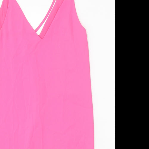 Topshop Womens Pink Polyester Slip Dress Size 6 V-Neck Pullover