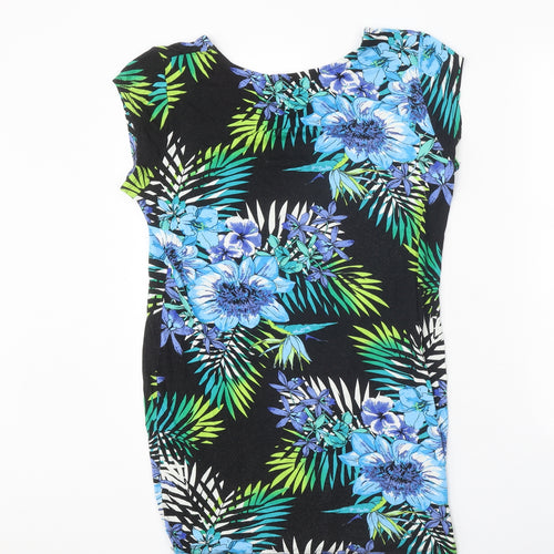 Originals Womens Black Floral Viscose Tunic T-Shirt Size 12 Boat Neck