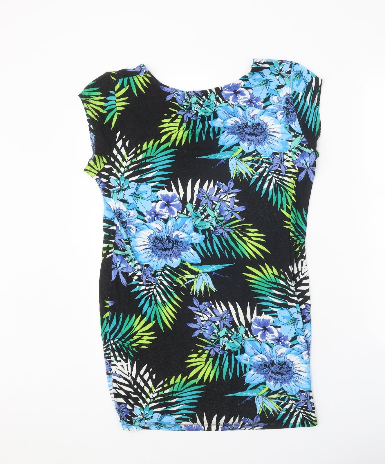 Originals Womens Black Floral Viscose Tunic T-Shirt Size 12 Boat Neck