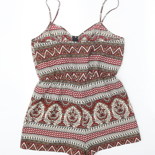 Staring at Stars Womens Multicoloured Geometric Polyester Playsuit One-Piece Size S Hook & Eye