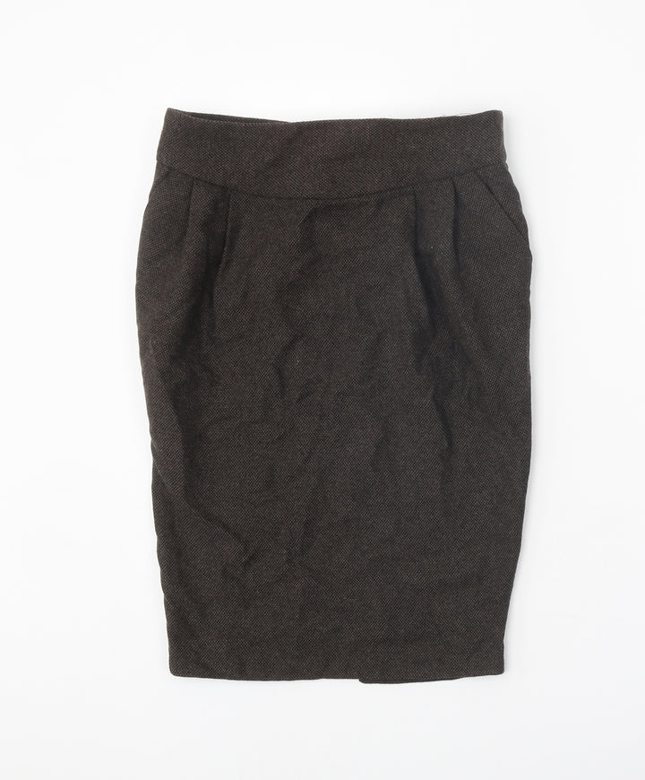 Topshop Womens Brown Acrylic Straight & Pencil Skirt Size 8 Zip