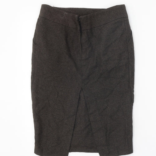 Topshop Womens Brown Acrylic Straight & Pencil Skirt Size 8 Zip