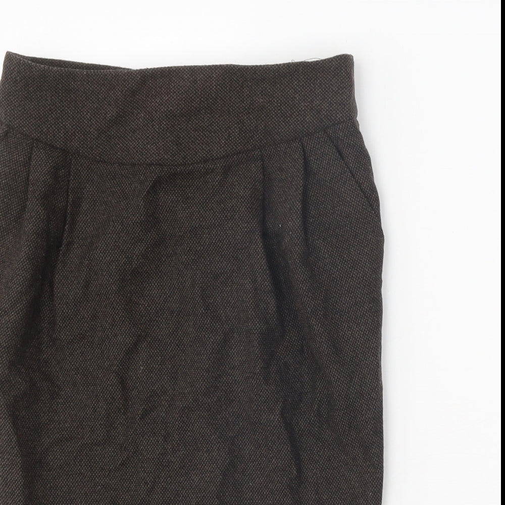 Topshop Womens Brown Acrylic Straight & Pencil Skirt Size 8 Zip