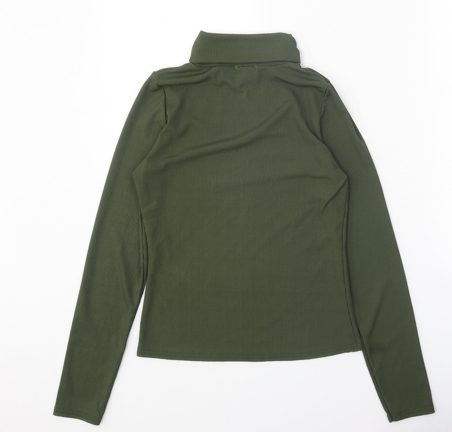 Boohoo Womens Green Polyester Basic Blouse Size 12 Roll Neck