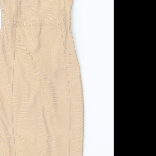 Preworn Womens Beige Polyester Bodycon One Size Off the Shoulder Pullover