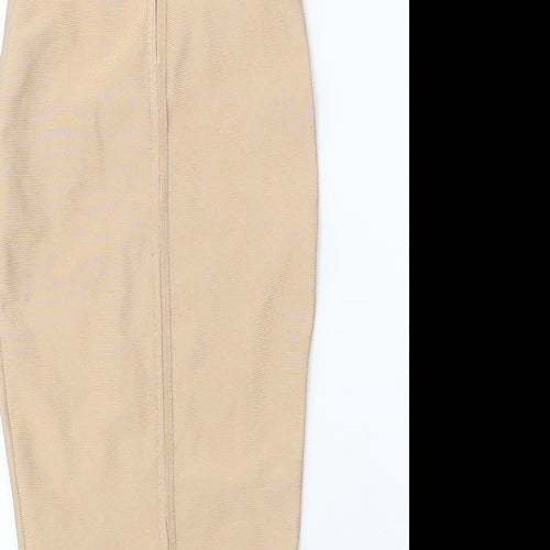 Preworn Womens Beige Polyester Bodycon One Size Off the Shoulder Pullover