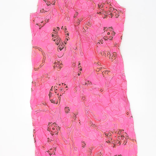 First Avenue Womens Pink Geometric Linen Tank Dress Size S V-Neck Pullover