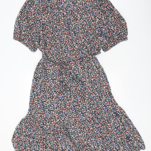 F&F Womens Multicoloured Floral Viscose A-Line Size 22 V-Neck Tie