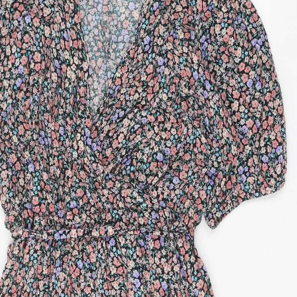 F&F Womens Multicoloured Floral Viscose A-Line Size 22 V-Neck Tie