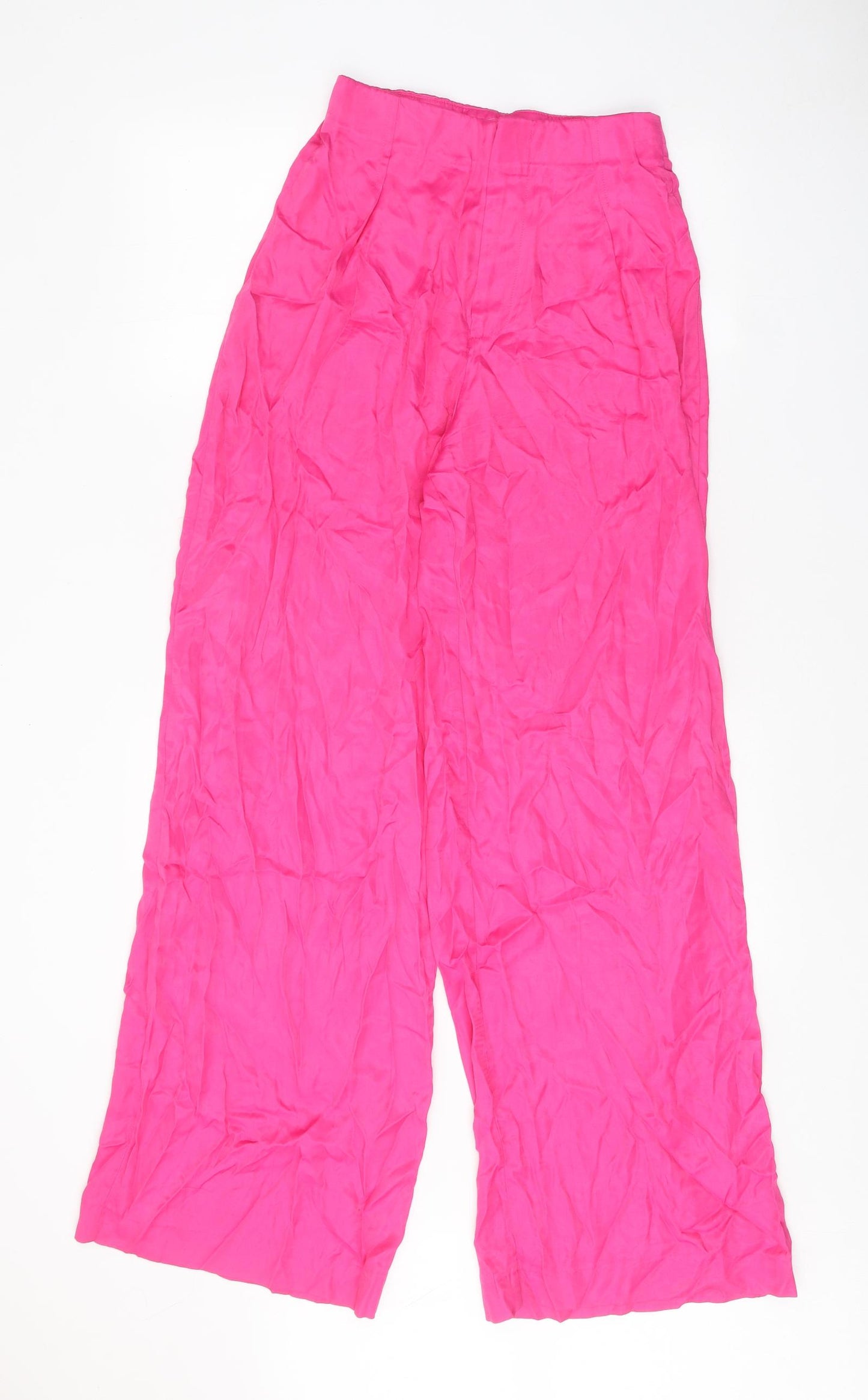 Zara Womens Pink Viscose Trousers Size XS Regular Zip