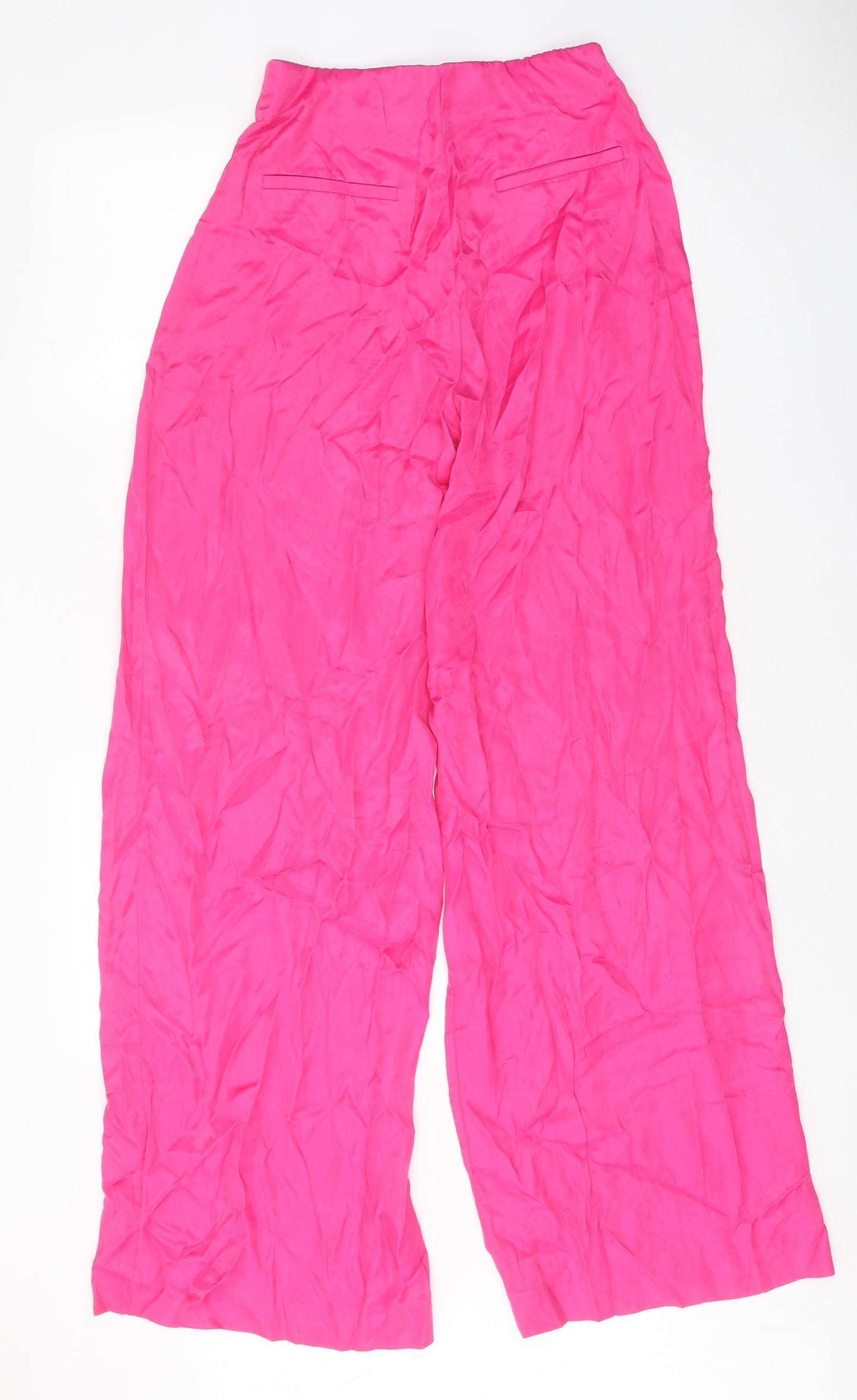 Zara Womens Pink Viscose Trousers Size XS Regular Zip