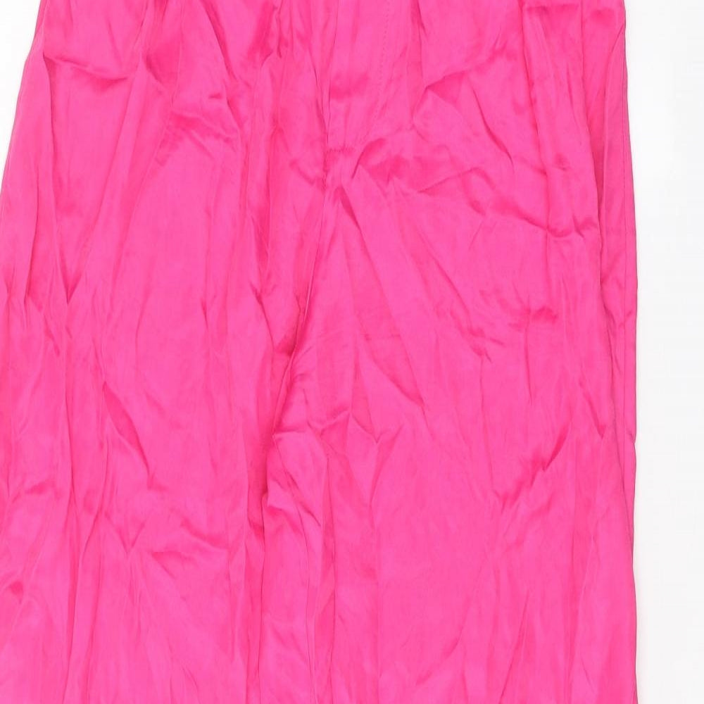Zara Womens Pink Viscose Trousers Size XS Regular Zip