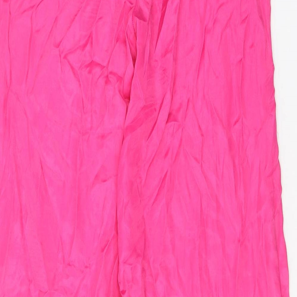 Zara Womens Pink Viscose Trousers Size XS Regular Zip
