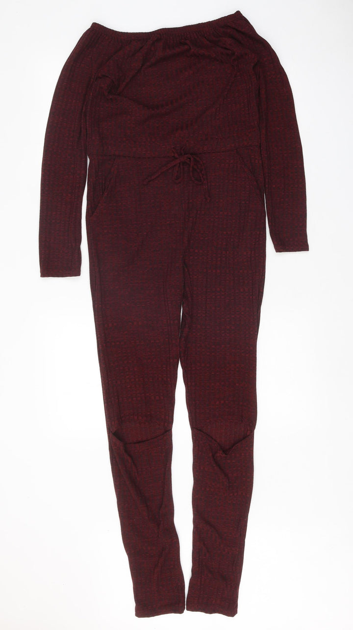 Stylewise Womens Red Polyester Jumpsuit One-Piece Size M Tie