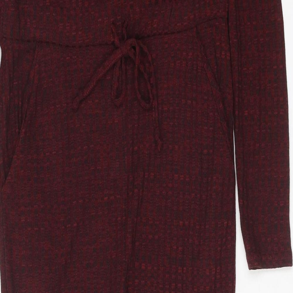 Stylewise Womens Red Polyester Jumpsuit One-Piece Size M Tie