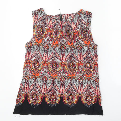 Billie & Blossom Womens Multicoloured Geometric Viscose Basic Tank Size 10 Round Neck