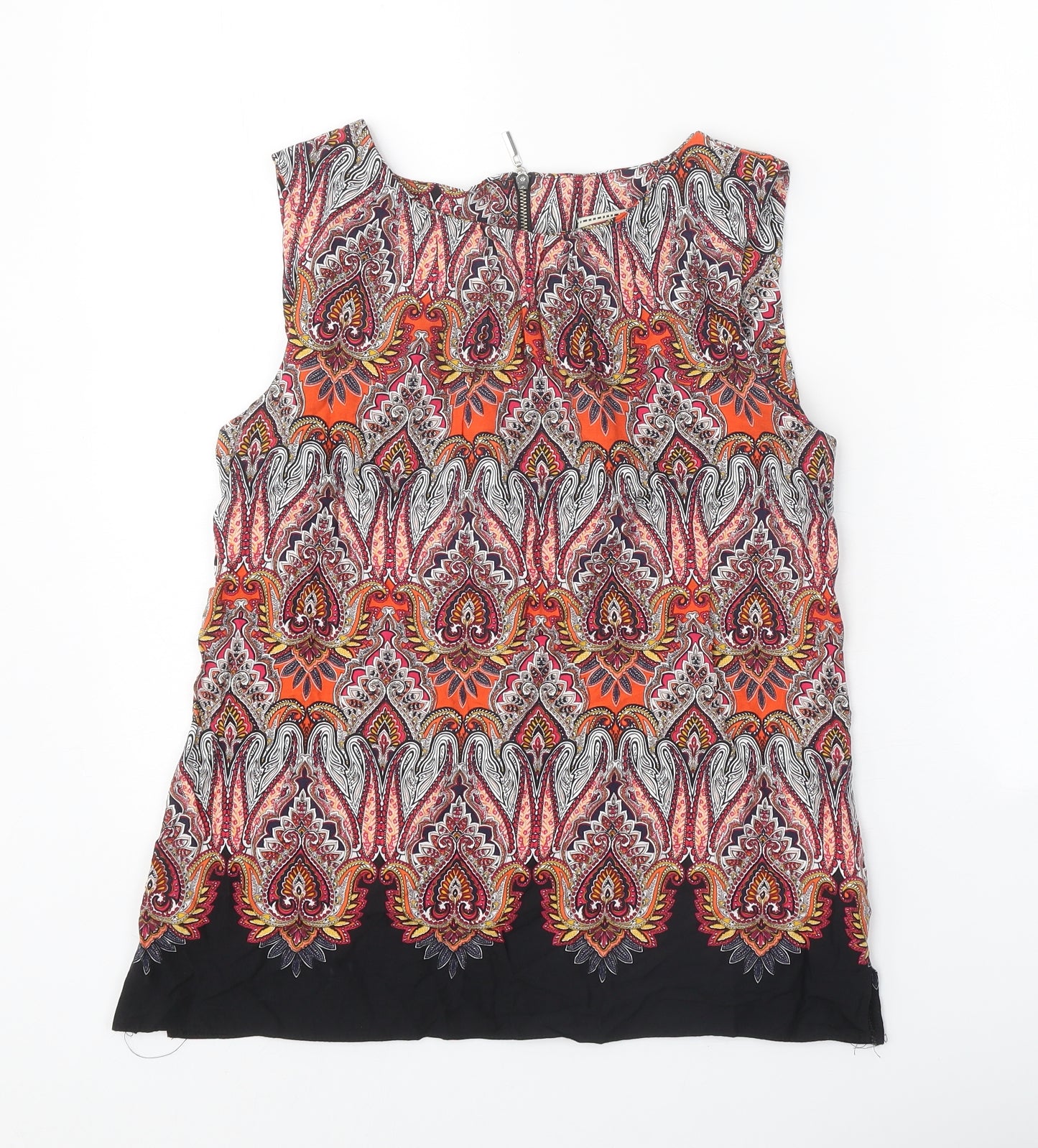 Billie & Blossom Womens Multicoloured Geometric Viscose Basic Tank Size 10 Round Neck