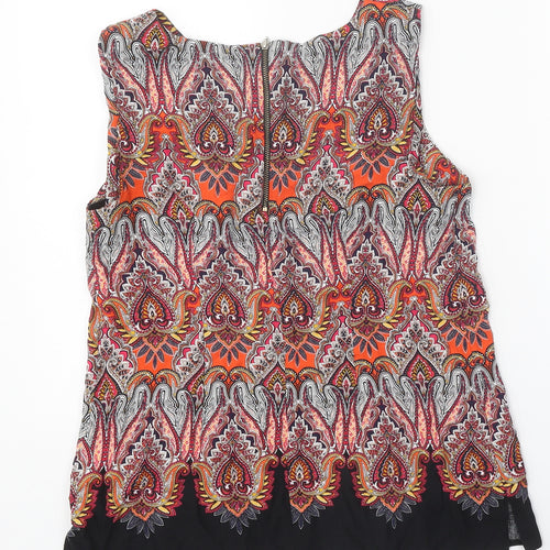 Billie & Blossom Womens Multicoloured Geometric Viscose Basic Tank Size 10 Round Neck