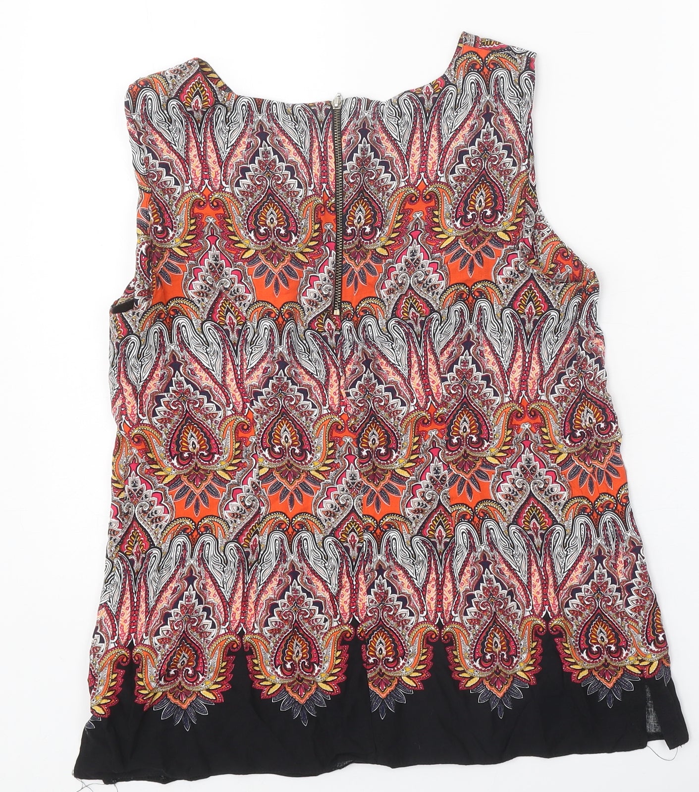 Billie & Blossom Womens Multicoloured Geometric Viscose Basic Tank Size 10 Round Neck