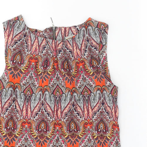 Billie & Blossom Womens Multicoloured Geometric Viscose Basic Tank Size 10 Round Neck
