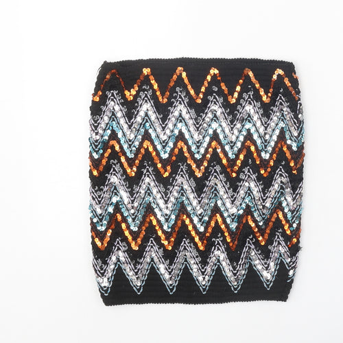 Preworn Womens Black Geometric Cotton Bandage Skirt Size 25 in