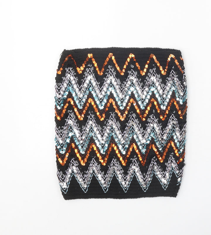 Preworn Womens Black Geometric Cotton Bandage Skirt Size 25 in