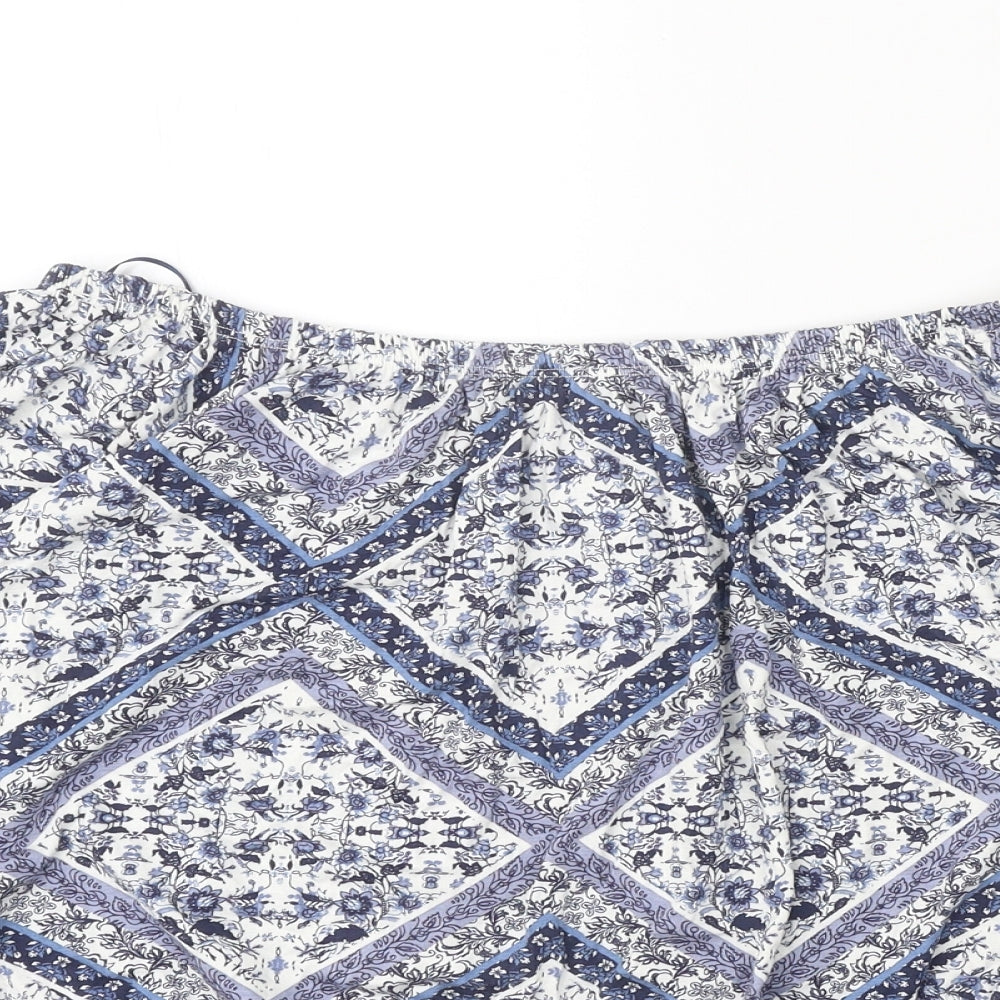George Womens Blue Geometric Viscose Basic Blouse Size 18 Boat Neck