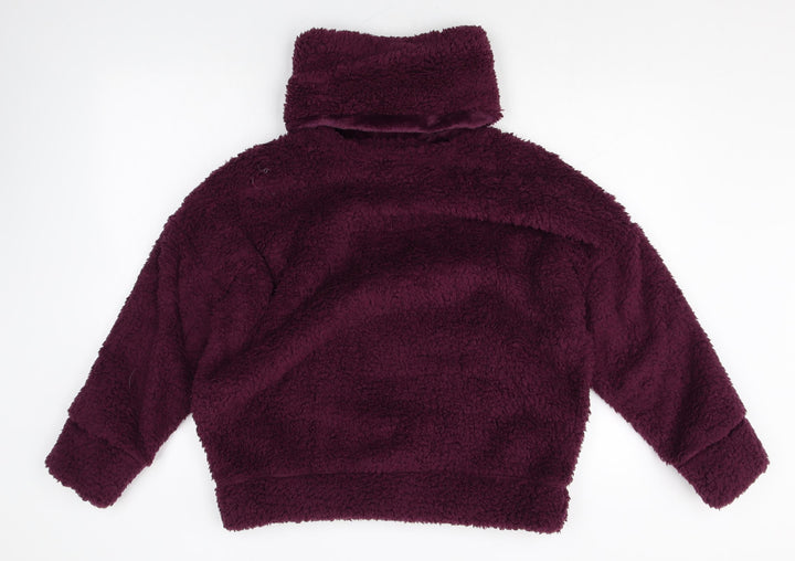 Marks and Spencer Womens Purple Roll Neck Polyester Pullover Jumper Size M - Fluffy