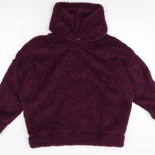 Marks and Spencer Womens Purple Roll Neck Polyester Pullover Jumper Size M - Fluffy