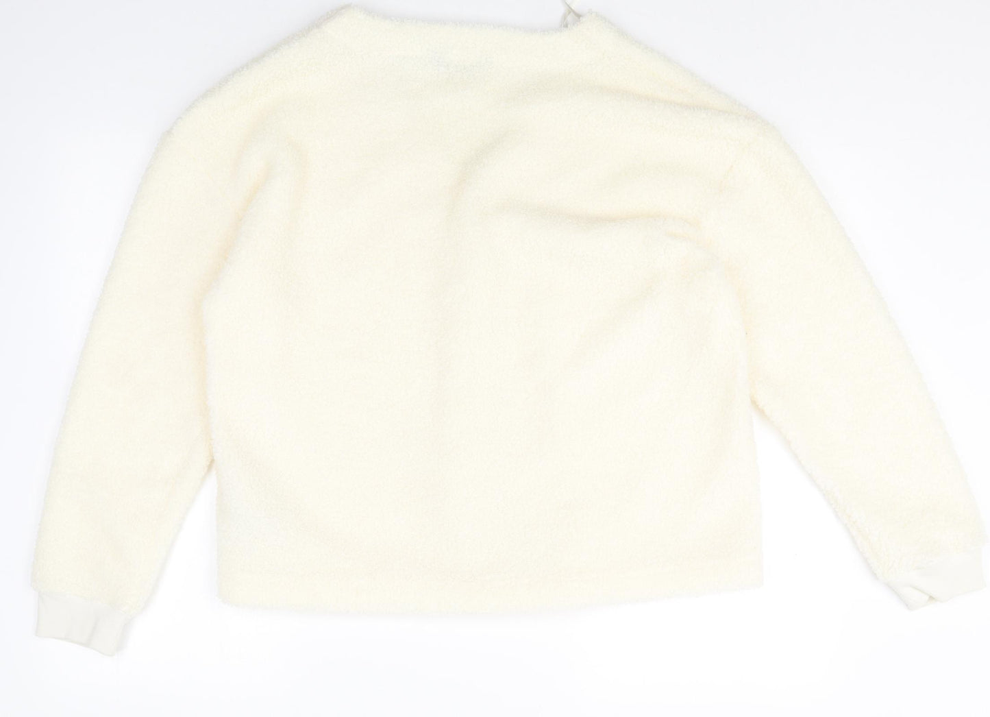 Marks and Spencer Womens Ivory V-Neck Polyester Cardigan Jumper Size 16