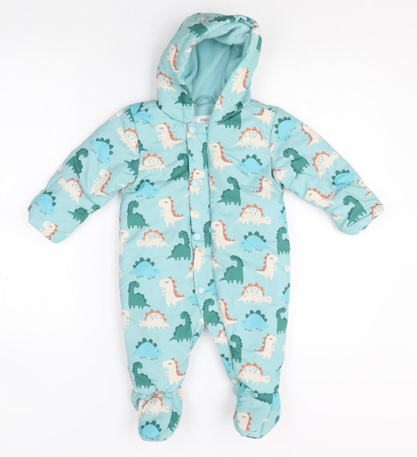 Marks and Spencer Baby Multicoloured Geometric Polyester Coverall One-Piece Size 6-9 Months Zip - Dinosaur Print