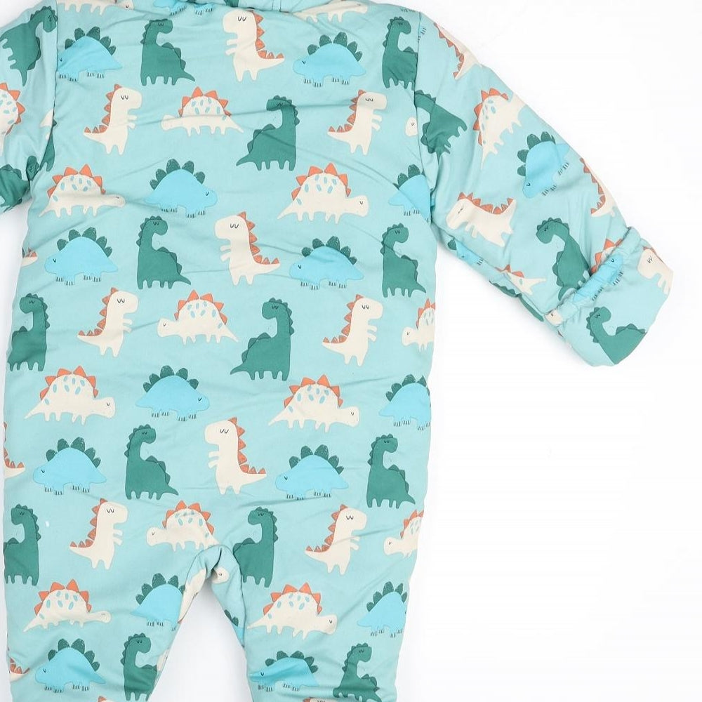 Marks and Spencer Baby Multicoloured Geometric Polyester Coverall One-Piece Size 6-9 Months Zip - Dinosaur Print