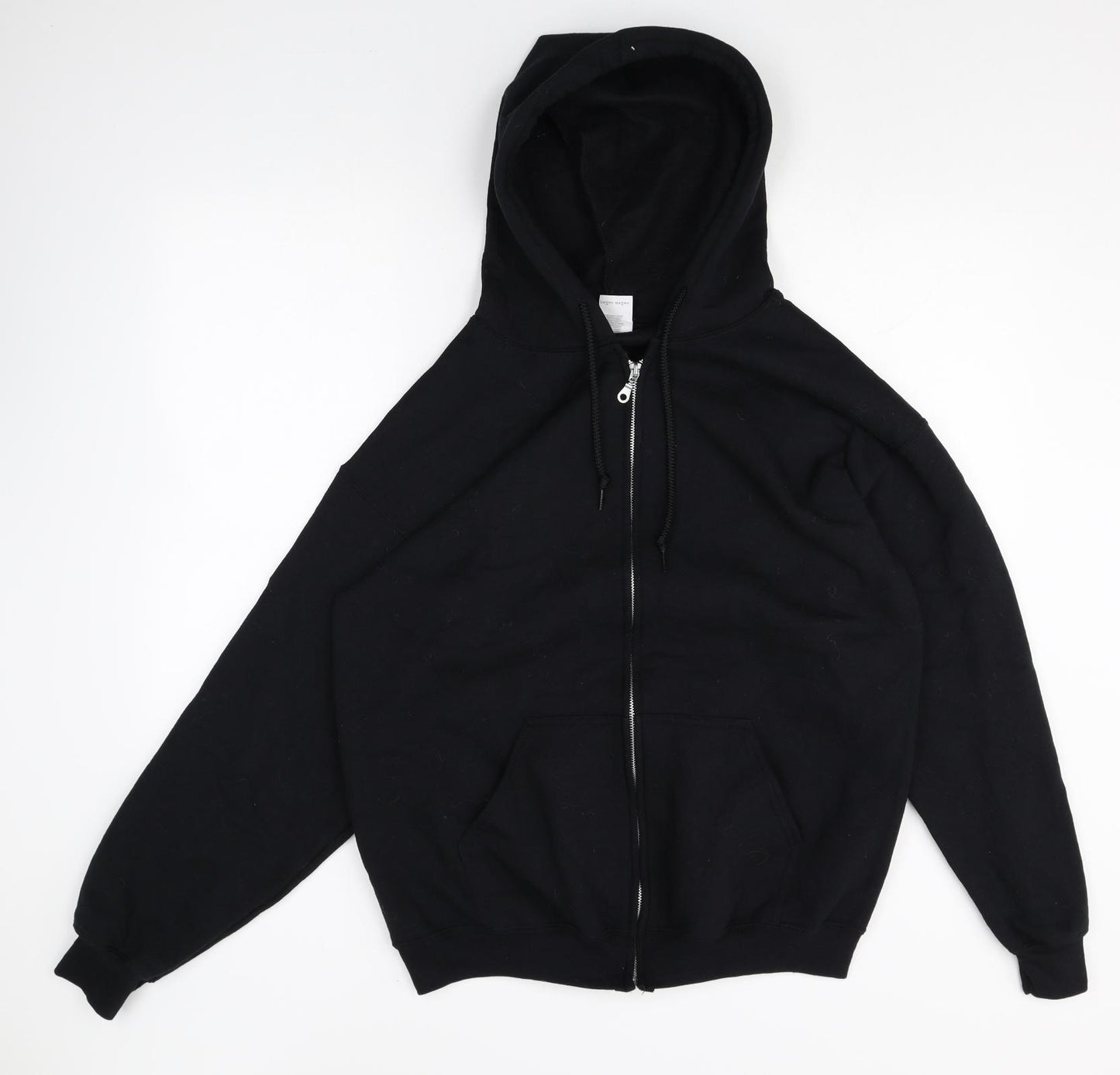 Gilden Mens Black Cotton Full Zip Hoodie Size L