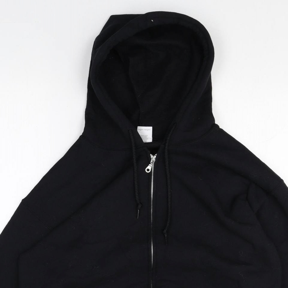 Gilden Mens Black Cotton Full Zip Hoodie Size L