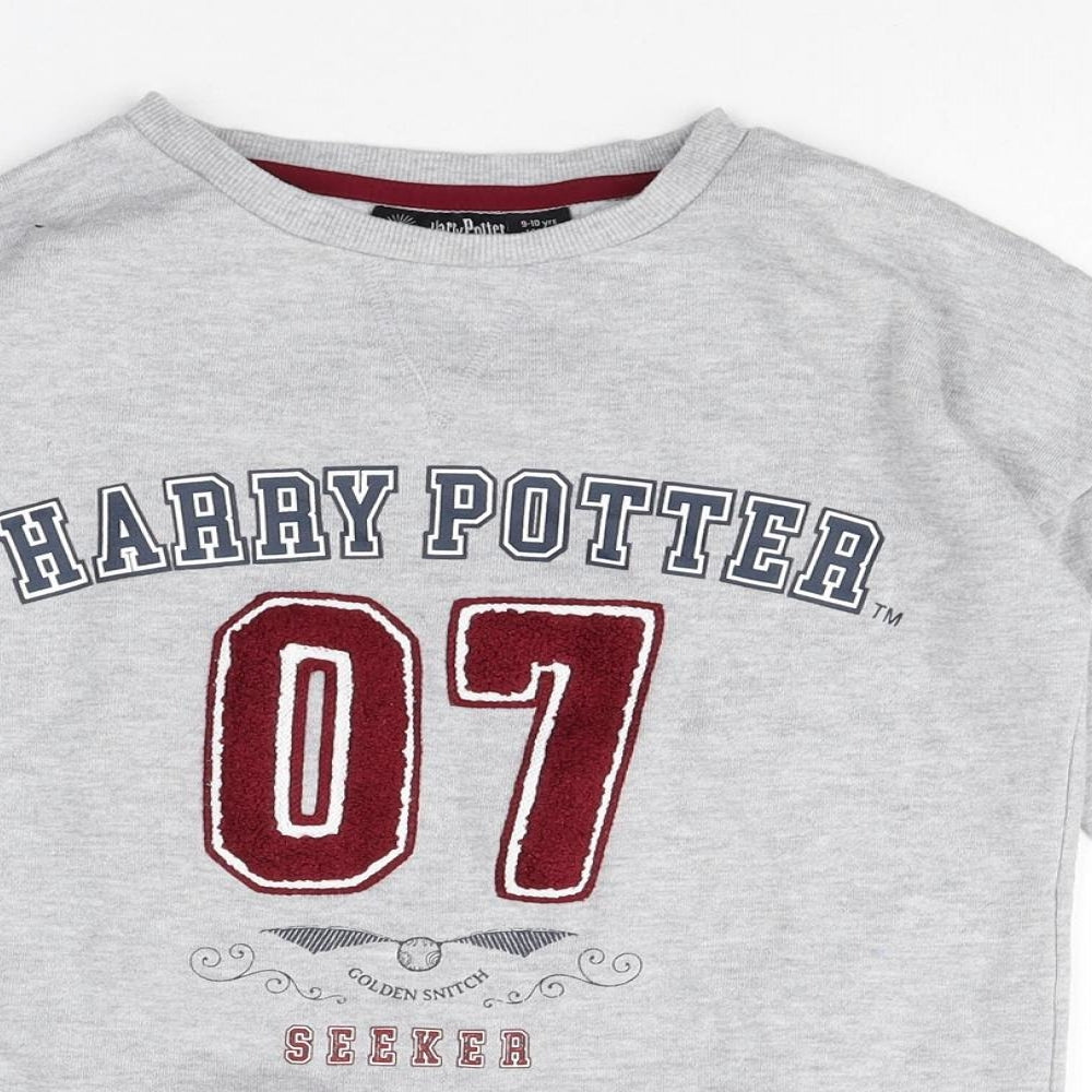 Harry Potter Girls Grey Cotton Pullover Sweatshirt Size 9-10 Years Pullover - Harry Potter 07